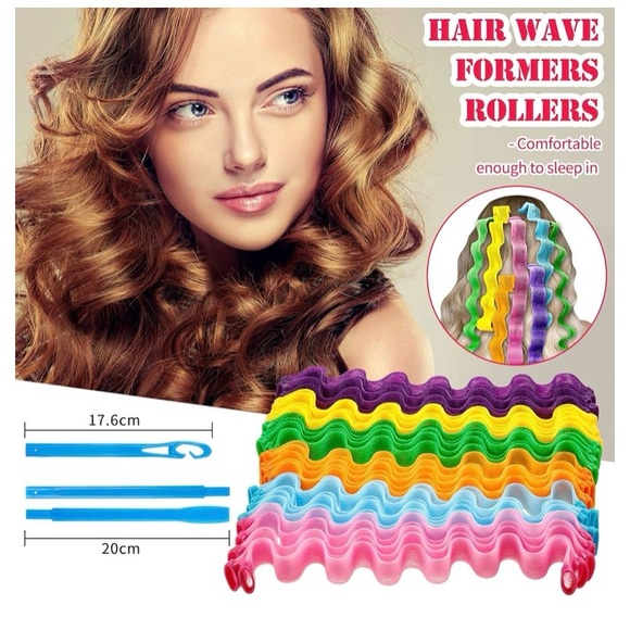 30 Pieces Heatless Waves Curlers Spiral Curls Styling No Heat HairRollers Hooks - Picture 6 of 8